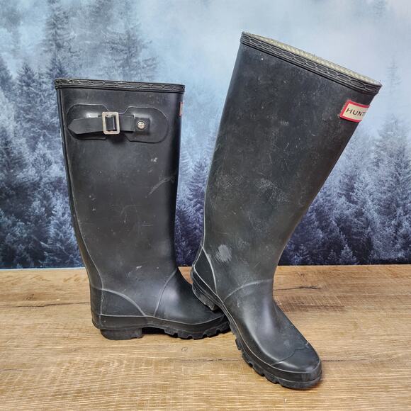 Hunter Original Huntress Waterproof Tall Black Rain Boots | US 5M/6F - Picture 1 of 12